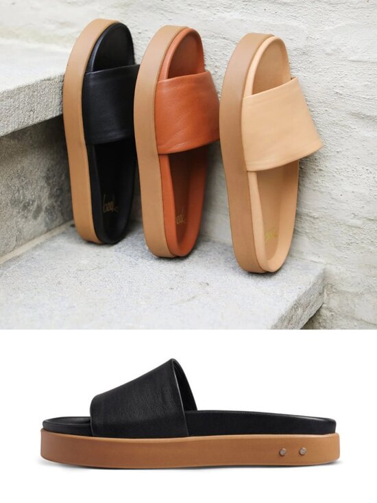 beek Shoes - Beek Chick Sandal Slide in Black Leather